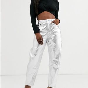 ASOS Metallic Silver Boyfriend Jeans Denim 28/32